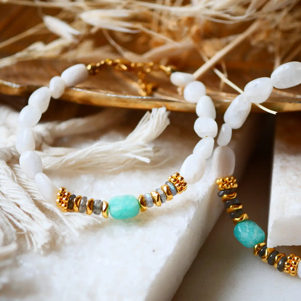 Armband Mondstein &amp; Amazonit – Adhya