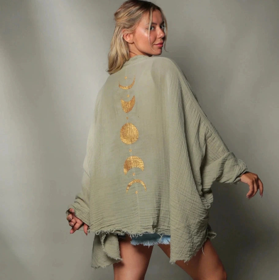 Mondphasen Kimono, mintgrün