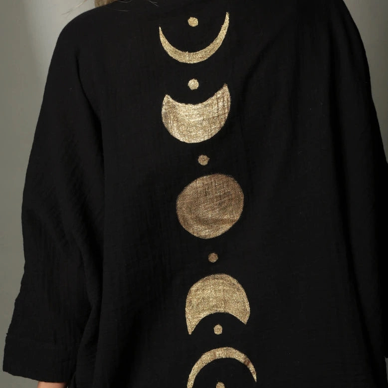 Mondphasen Kimono, schwarz