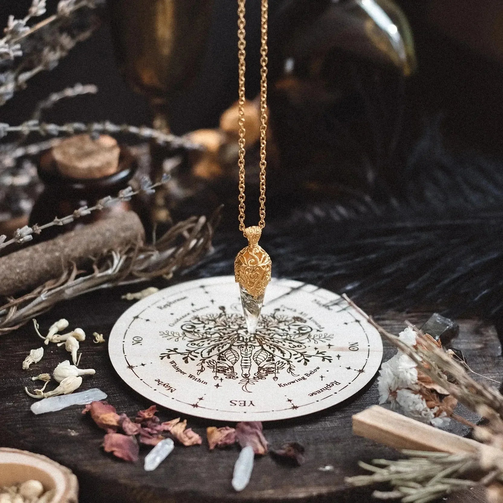 Inner Sun Pendulum -Halskette mit Facettiertem Citrin & Balinesischem Design - Ananadasoul