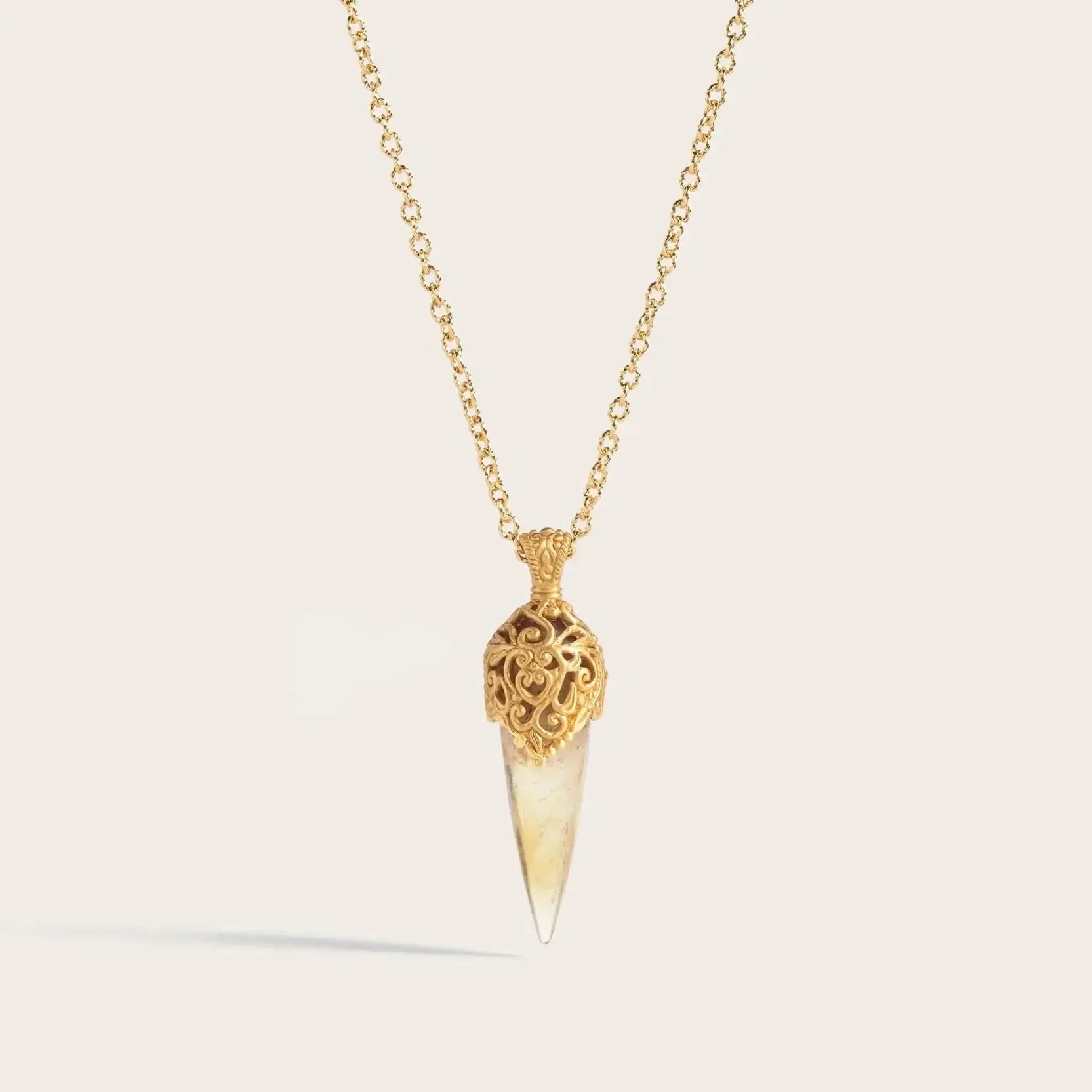 Inner Sun Pendulum -Halskette mit Facettiertem Citrin & Balinesischem Design - Ananadasoul